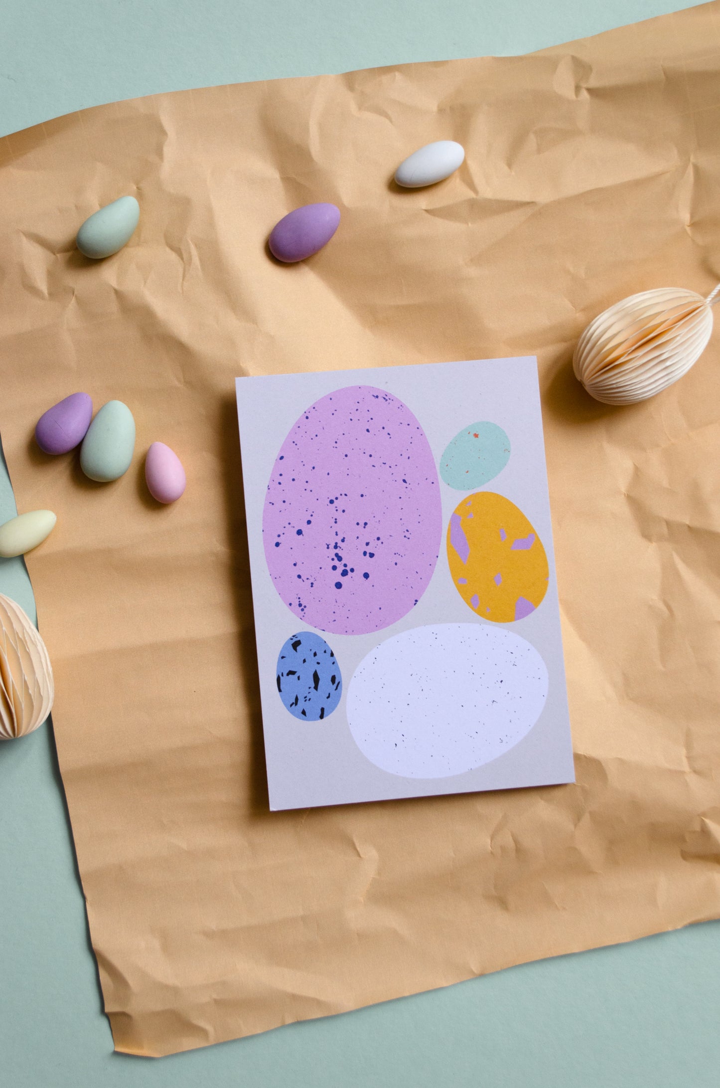 Postkarte Ostereier Sprenkel