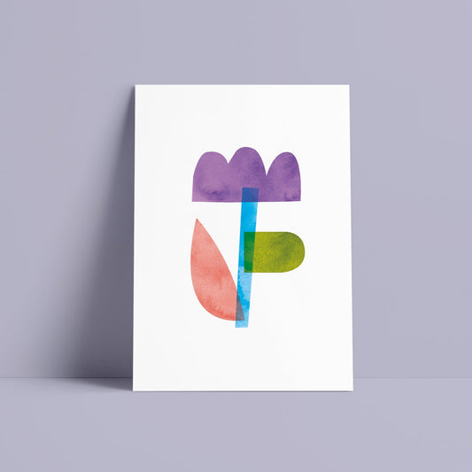 Postkarte Blume Lila